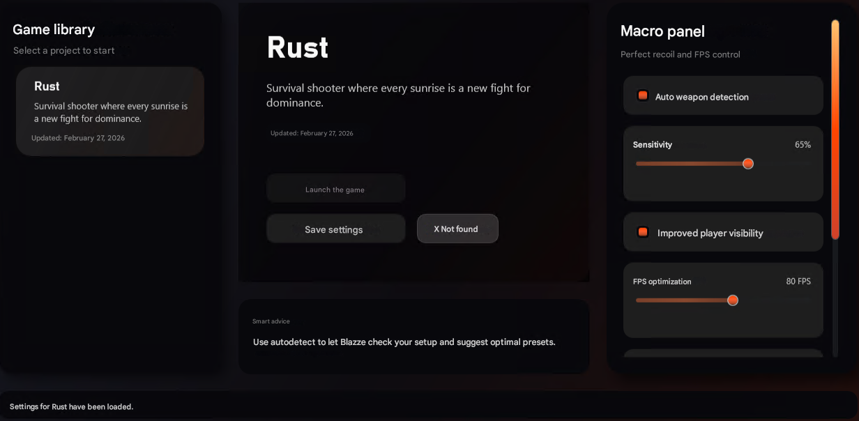 Blazze Interface - Macro Panel